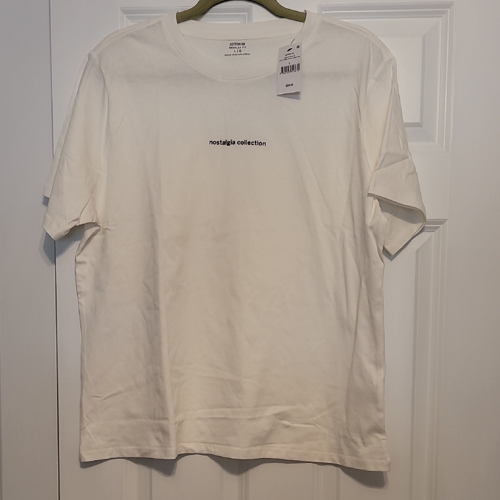 Cotton On White Short Sleeve Tee Minimalist Design